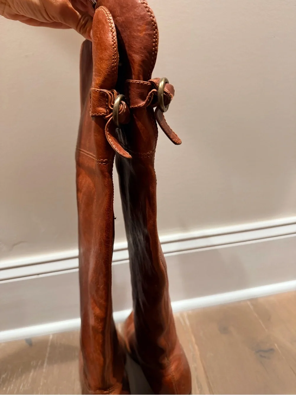 Frye knee high Lucinda slouch in cognac 8m